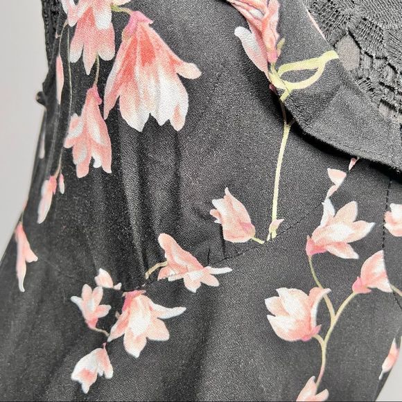 Sz XL Aeropostale Black Sleeveless Pink Floral Dress - Picture 7 of 10